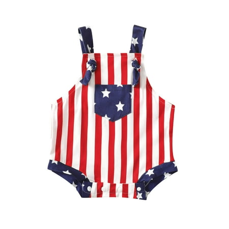 

Onesies For Baby Toddler Kids Girls Boys 4Th Of July Strap Star Sleeveless Independence Day Sleeveless Romper Jumpsuit Cloths For 0-3 Months