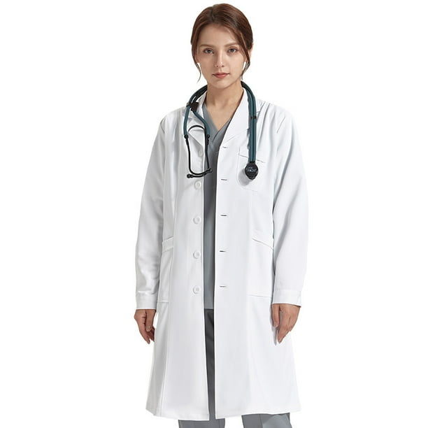Bata de laboratorio profesional para mujeres y hombres bata de laboratorio unisex blanca bata de laboratorio de algodon medico enfermera Med