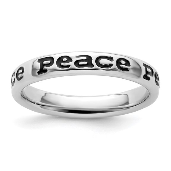 Auriga Fine Jewelry 925 Sterling Silver Polished Enameled Peace Ring for Women Size- 10