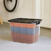 Homz 2 Pack 20-Gallon Clear Plastic Stackable Home Storage Bins with Lids, Black