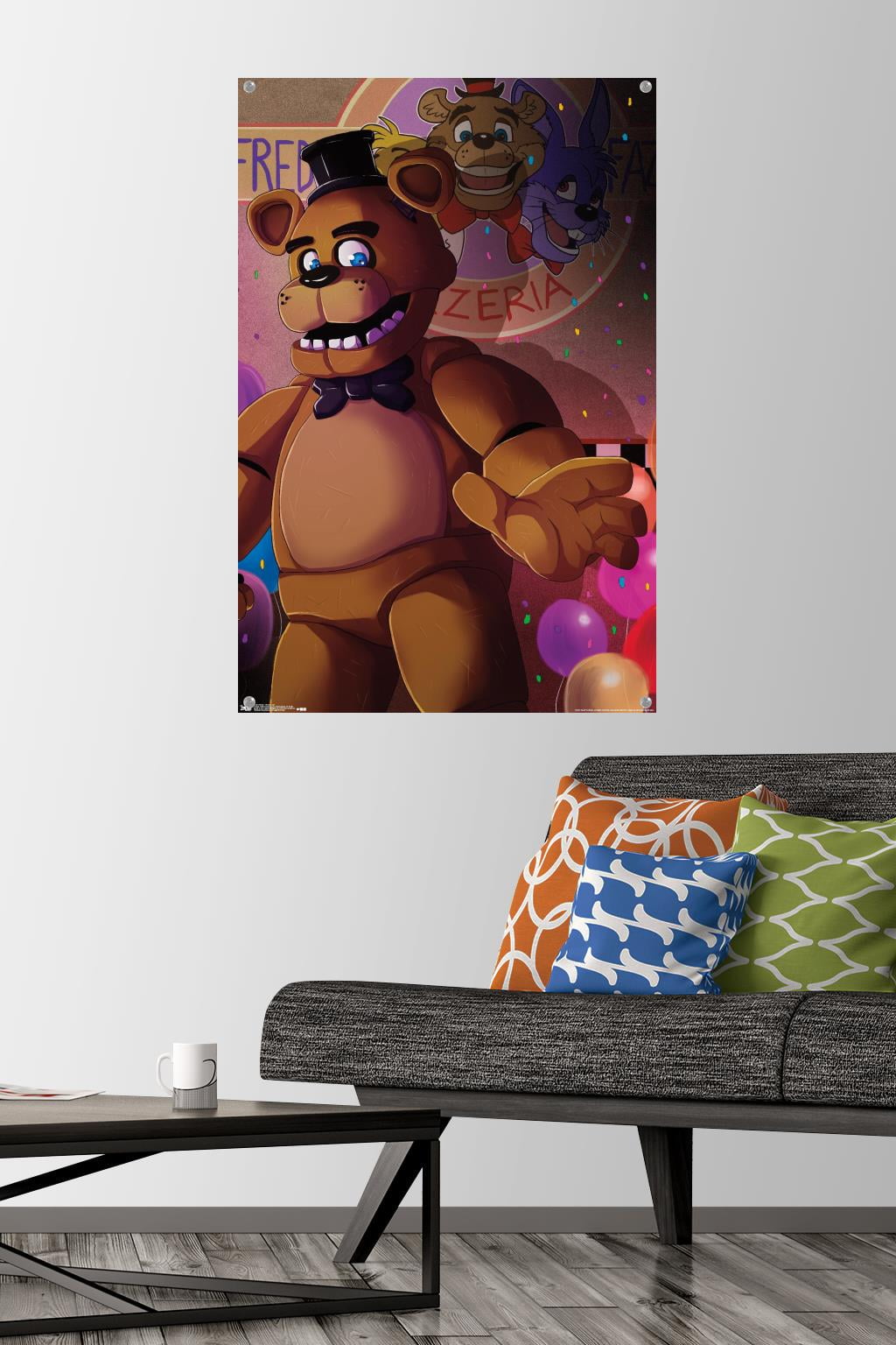 Five Nights at Freddy's - Pizzeria Art Wall Poster with Push Pins, 22.375" x 34"