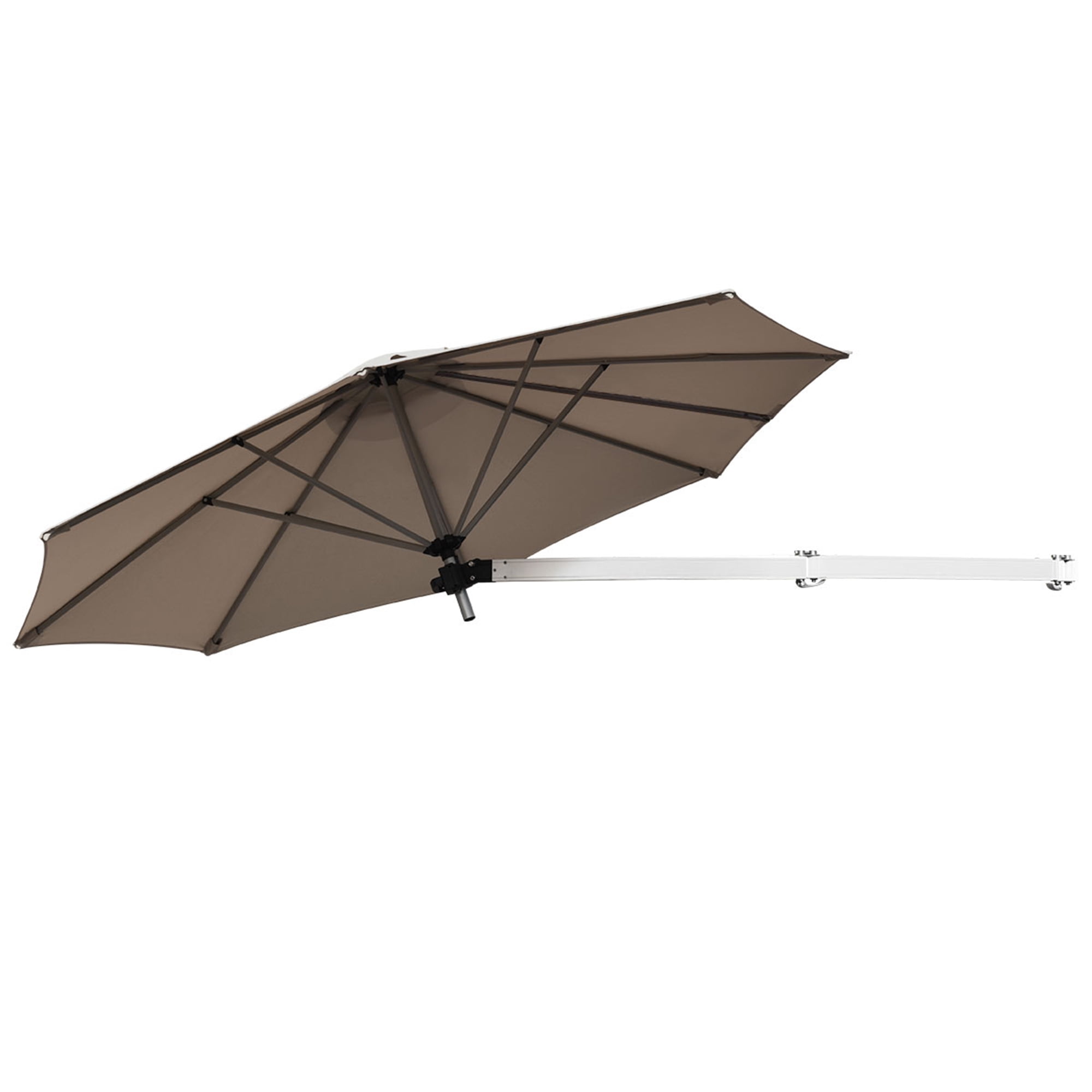 Topbuy 8ft Wall Mounted Cantilever Umbrella Patio Adjustable Tilting Sunshade Umbrella Tan