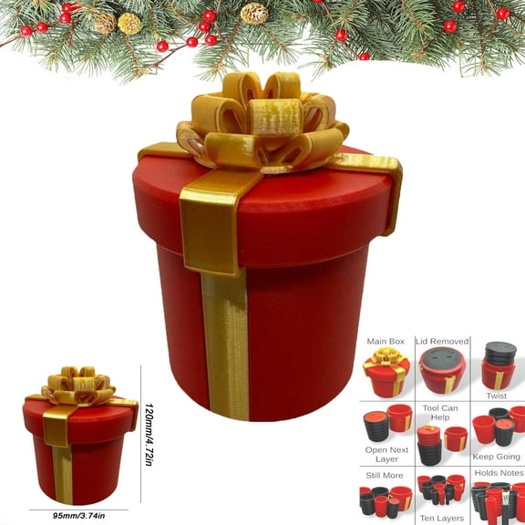 Annoying Nested Screw Gift Box, Reusable Money Puzzle Prank Gift Box for Cash, Prank Gift Boxes, Money Puzzle Box for Cash Gift, Reusable Prank Gift Packaging for Birthday, Christmas