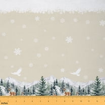 Homewish Wheat Cartoon Snowflake Fabric by the Yard 2 Yards for Child, Rustic Pine Tree Sewing Fabric, Reindeer Animal Fabric for Sewing, Microfiber Bedroom Decor