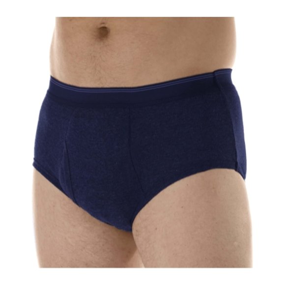 3-Pack Men's Super Absorbency Washable Reusable Bladder Control Briefs Navy Large (Waist 38-40) …