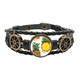 thumbnail image 1 of Amarillo piña fruta tropical Pulsera marina tejida en cuero, 1 of 4