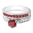 thumbnail image 3 of Dazzlingrock Collection 14K Round Red Ruby & White Diamond Ladies Bridal Engagement Ring Set, White Gold, Size 7.5, 3 of 4