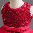 thumbnail image 6 of Wavsuf Girls Dresses Special Occasion Formal Crew Neck Nets Sequins Bow Tulle Sleeveless Red Princess Dress Size 8-9 Years, 6 of 9