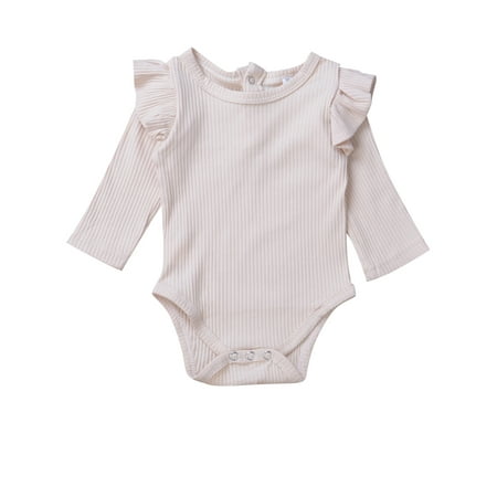 

Izhansean Newborn Baby Boy Girl Solid Color Romper Jumpsuit Bodysuit Outfits Knitted Cotton Clothes Beige 6-12 Months