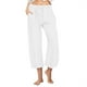 thumbnail image 1 of Pantalones de Cintura Elástica de Pierna Ancha para las Mujeres, Cordón de Lino Casual, Pantalones Recortados para las Mujeres, 1 of 7