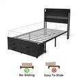 thumbnail image 4 of Twin Size Bed Frame with Storage Headboard, Platform Design Bed With 4 Under-Bed Drawers, Charging Station And LED Light For Smart Bedroom Solution, 4 of 8