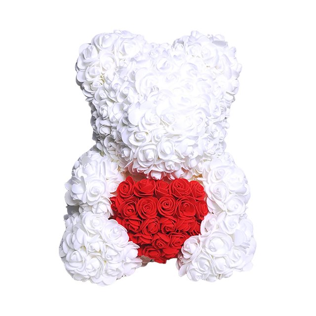 Rose Bear Faux Flower Handmade Mid Festival Gift Finished