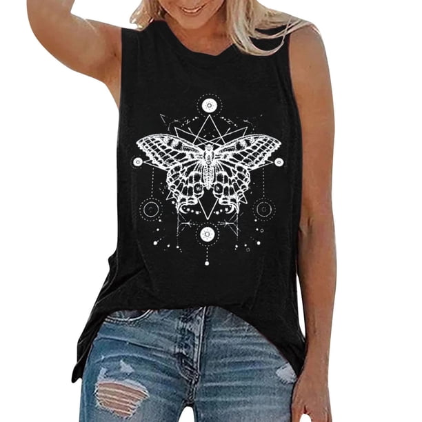 Camisetas sin mangas para mujer, chaleco fino de verano con estampado de margaritas y girasoles, chaleco sin mangas de manga corta, Jersey holgado informal, camisetas tipo túnica Fridja qr1899