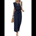 thumbnail image 1 of para Mujer, Verano 2025, Mangas con Volantes, Cuello Cuadrado, Mono con Cordón y Bolsillos, Azul Oscuro, Talla XL, 1 of 10