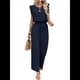 thumbnail image 1 of para Mujer, Verano 2025, Mangas con Volantes, Cuello Cuadrado, Mono con Cordón y Bolsillos, Azul Oscuro, Talla M, 1 of 10