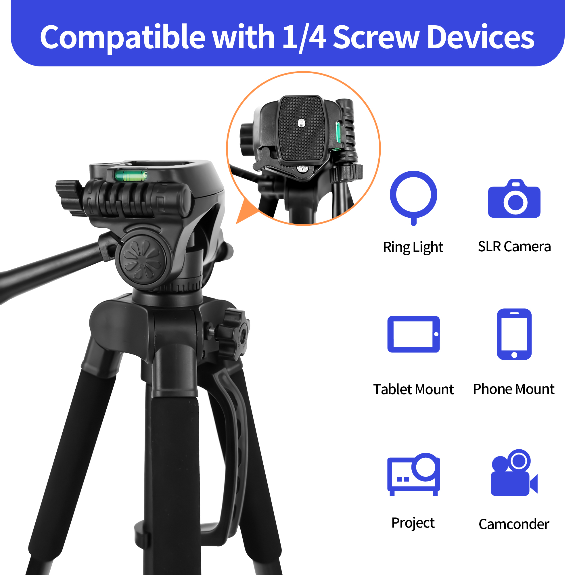 Meromore 63 Inch Tripod Stand with Phone Holder and Remote photo 2