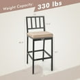 thumbnail image 3 of Costway Set of 2 Patio Metal Bar Stools Outdoor Bar Height Dining Chairs with Cushion, 3 of 10