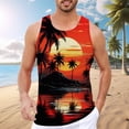 thumbnail image 3 of Beach Tank Top Men Lightweight Breathable Coconut Tree Graphic Sleeveless Shirt Casual Hawaii Vacation Shirts, 3 of 5