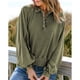 thumbnail image 5 of Blusa de mujer de manga larga con cuello vuelto y botones, blusa de corte informal para mujer a la moda, verde M, 5 of 7