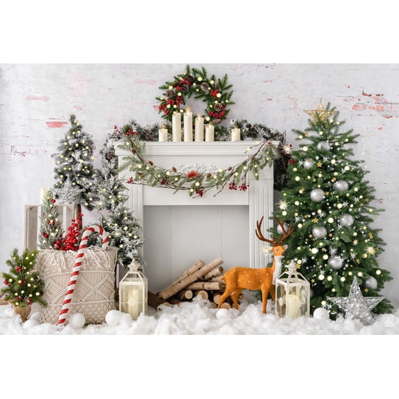 Kate 10x6.5ft Christmas Backdrop for Photography White Brick Background Kids Portrait Photo Studio Booth Props