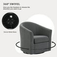 thumbnail image 4 of UIXE 360° Swivel Barrel Chair, Swivel Curved Accent Chair Art Deco Style Round Club ArmChair with Upholstered Dark Gray Boucle Seating, 4 of 6
