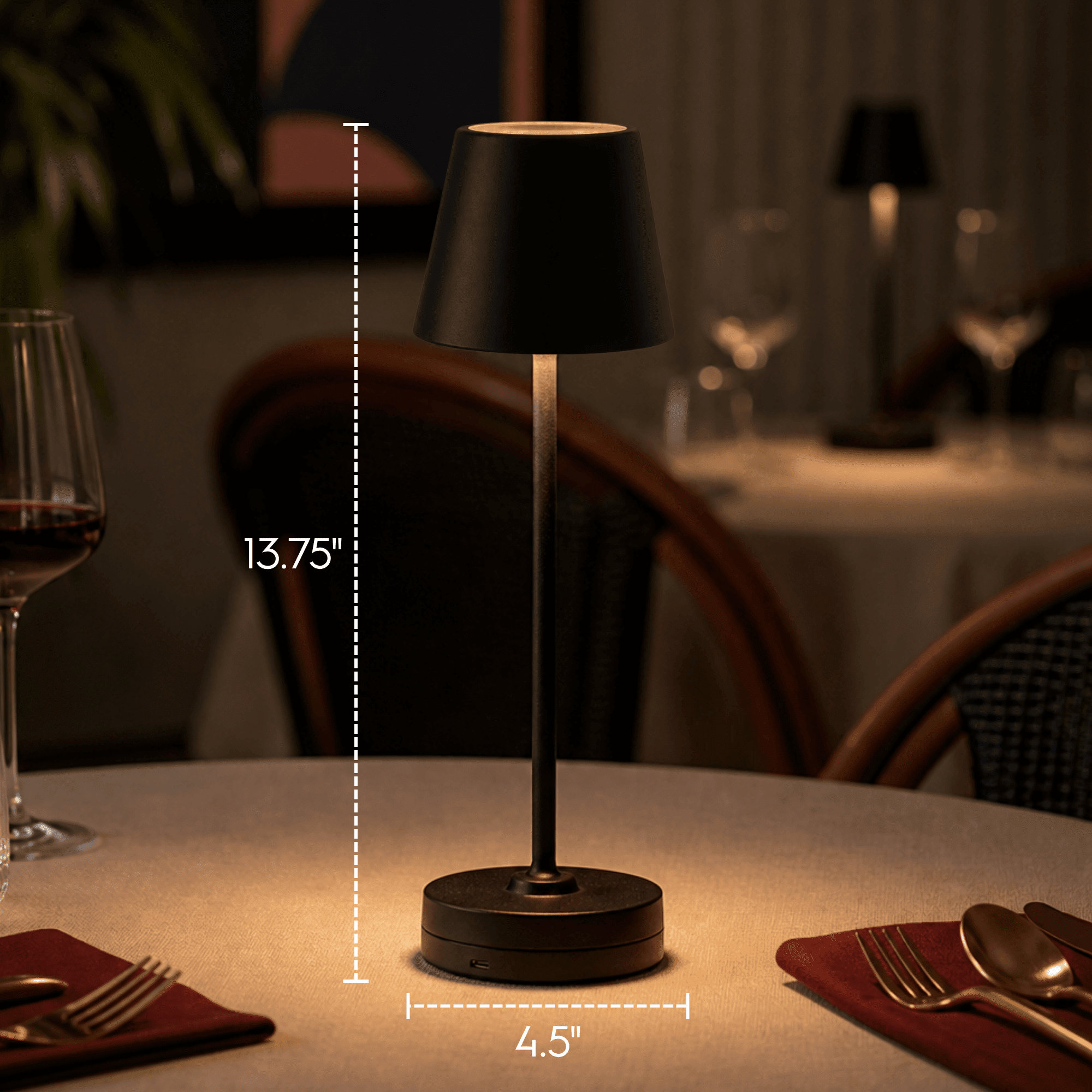 Better Homes & Gardens 14 Inch Rechargeable Color-Changing Table Lamp, Black, Indoor/Outdoor, Indoor-Only Charging Base