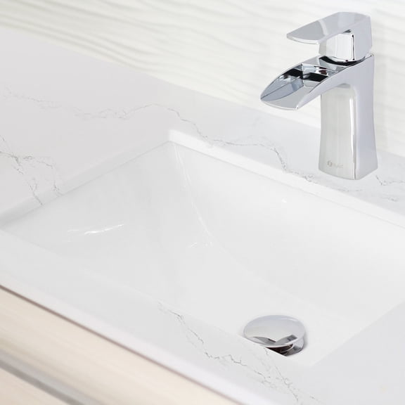 Stylish Undermount 18" Porcelain Rectangular Bathroom Sink with 2 Overflow Finishes P-201