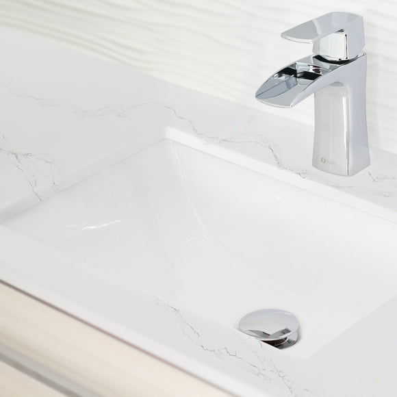 STYLISH Rectangular Undermount Porcelain Bathroom Sink with 2 Overflow Finishes