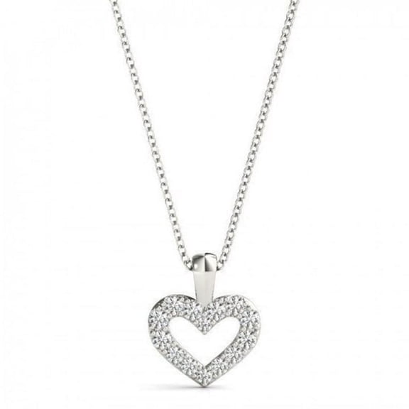0.15 Ct Round Cut Lab-Created Diamond 14K White Gold Plated Heart Shape Necklace