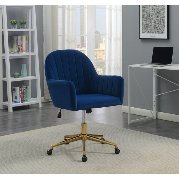 Ovis Zoe Royal Blue Velvet Adjustable Office Chair, Mid