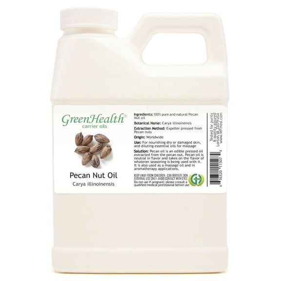 GreenHealth Pecan Nut Carrier Oil White Plastic Jug with Cap 16 fl oz