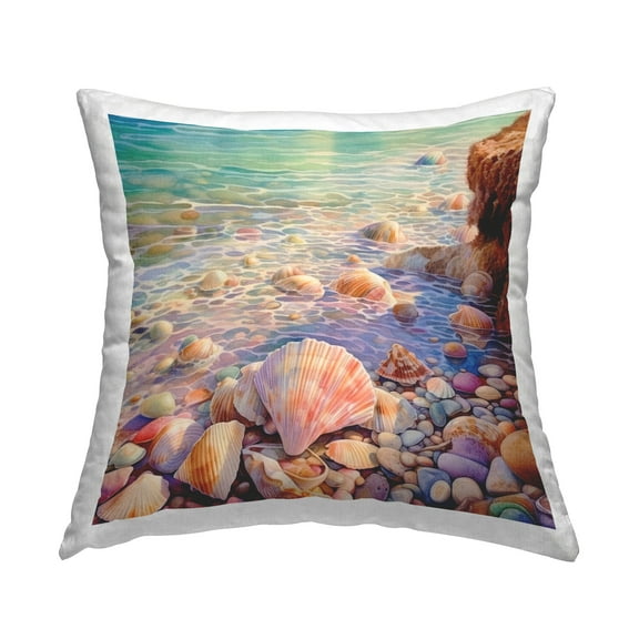 Stupell Industries Shells in Shallow Shore Decorative Printed Throw Pillow, 18 x 18