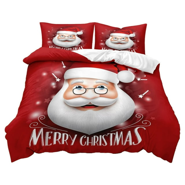DJN Clearance Sale Four-Piece Set Christmas Bedding Set Santa And Pattern Duvet Cover With Pillowcase Set Size Christmas Print Duvet Cover Set cloth R D