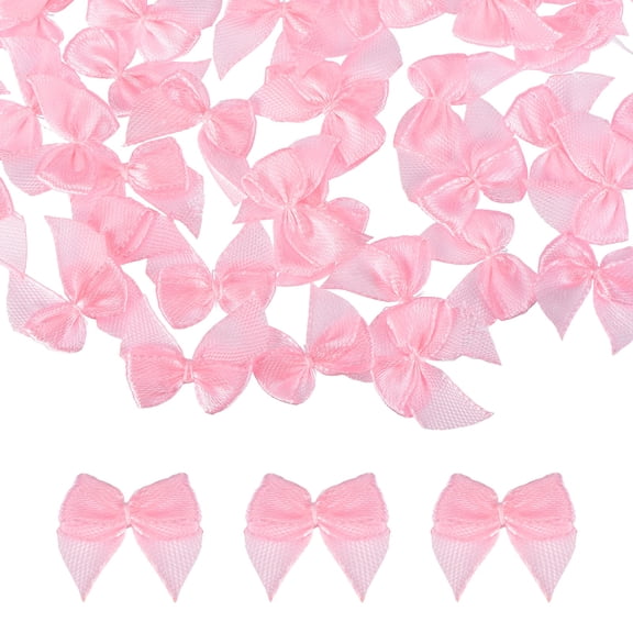 Uxcell 52 Pcs Mini Ribbon Bows, 1" Tiny Bows for Crafts Small Bowknot Artificial Applique Embellishment for DIY Craft Sewing Scrapbooking Wedding Party Decoration, Pink