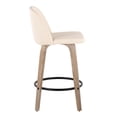 thumbnail image 2 of Toriano 26" Mid-Century Modern Fixed Height Counter Stool with Swivel in White-Washed Wood and Cream Faux Leather with Round Black Metal Footrest by LumiSource - Set of 2, 2 of 3