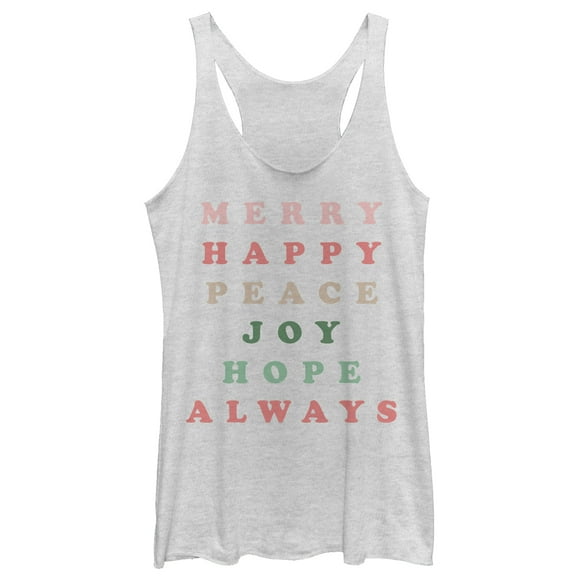Women's CHIN UP Christmas Joy Always Racerback Tank Top White Heather Large