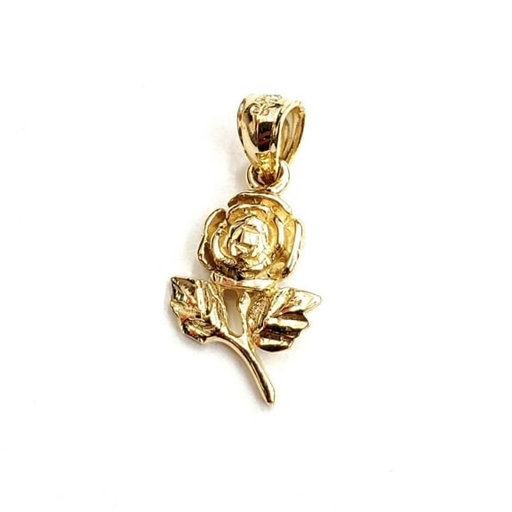 New 14k yellow solid Gold rose flower Pendant charm gift fine jewelry 1.3g