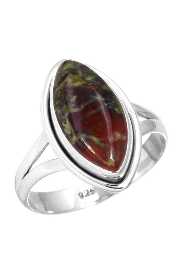 Natural Dragon Blood Jasper Women Jewelry 925 Sterling Silver Ring