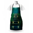 thumbnail image 3 of Garden Apron, Mysterious Stairs with Magic Lanterns Through the Fog Illustration, Unisex Kitchen Bib with Adjustable Neck for Cooking Gardening, Adult Size, Teal Green and Dark Brown, by Ambesonne, 3 of 4