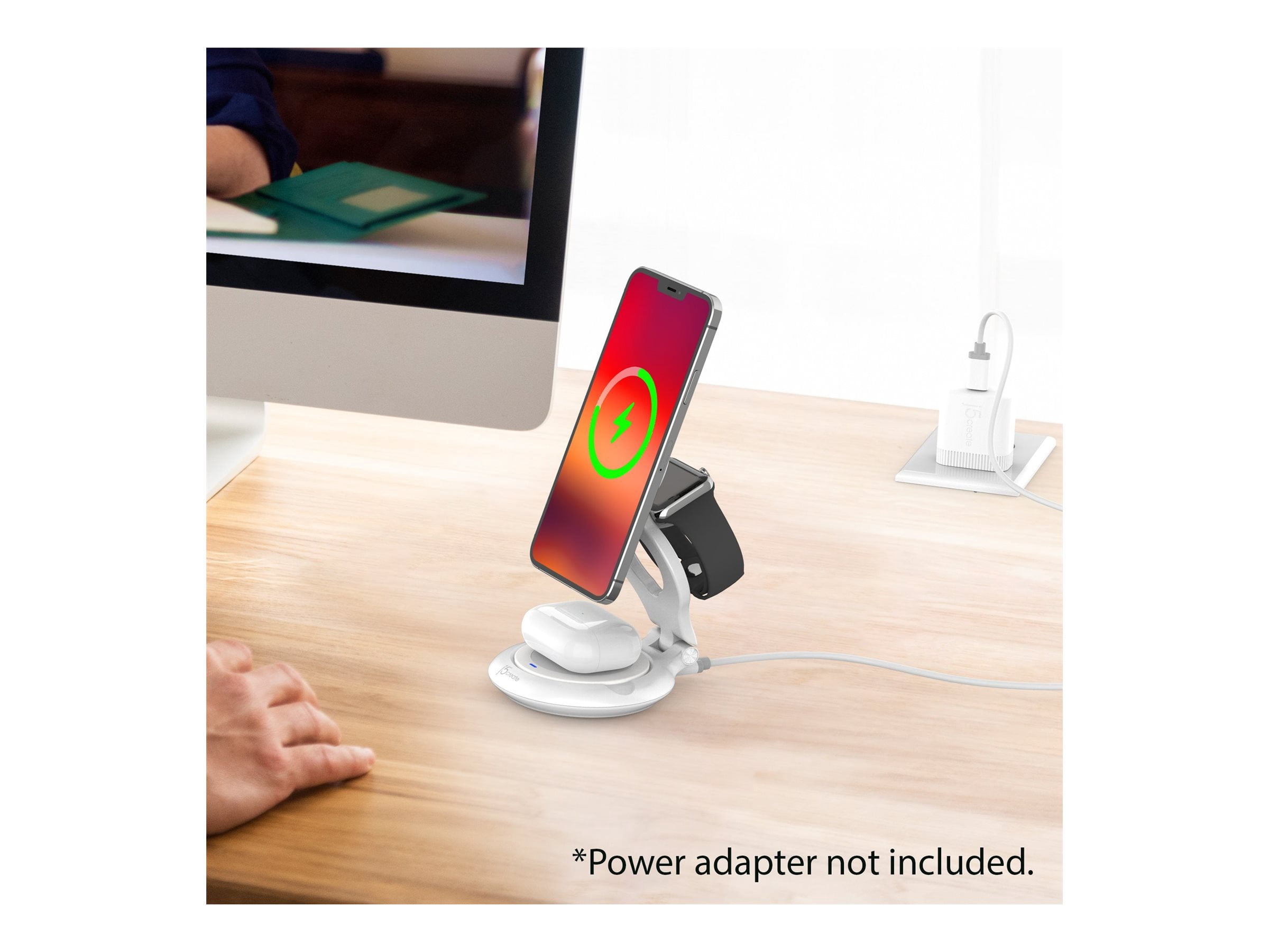 j5create Qi2 3-in-1 Magnetic Foldable Wireless Charging Station, JUPW3415
