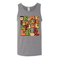 thumbnail image 2 of Wild Bobby In My Pumpkin Spice Era Groovy Letters Smiley Faces Thunderbolts Leaves Halloween Men Tank Top, Heather Grey, X-Large, 2 of 6