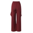 thumbnail image 5 of COMVALUE Womens Baggy Cargo Pants Casual Hight Waist Hiking Trousers Loose Fit Parachute Pants (Red, S), 5 of 9