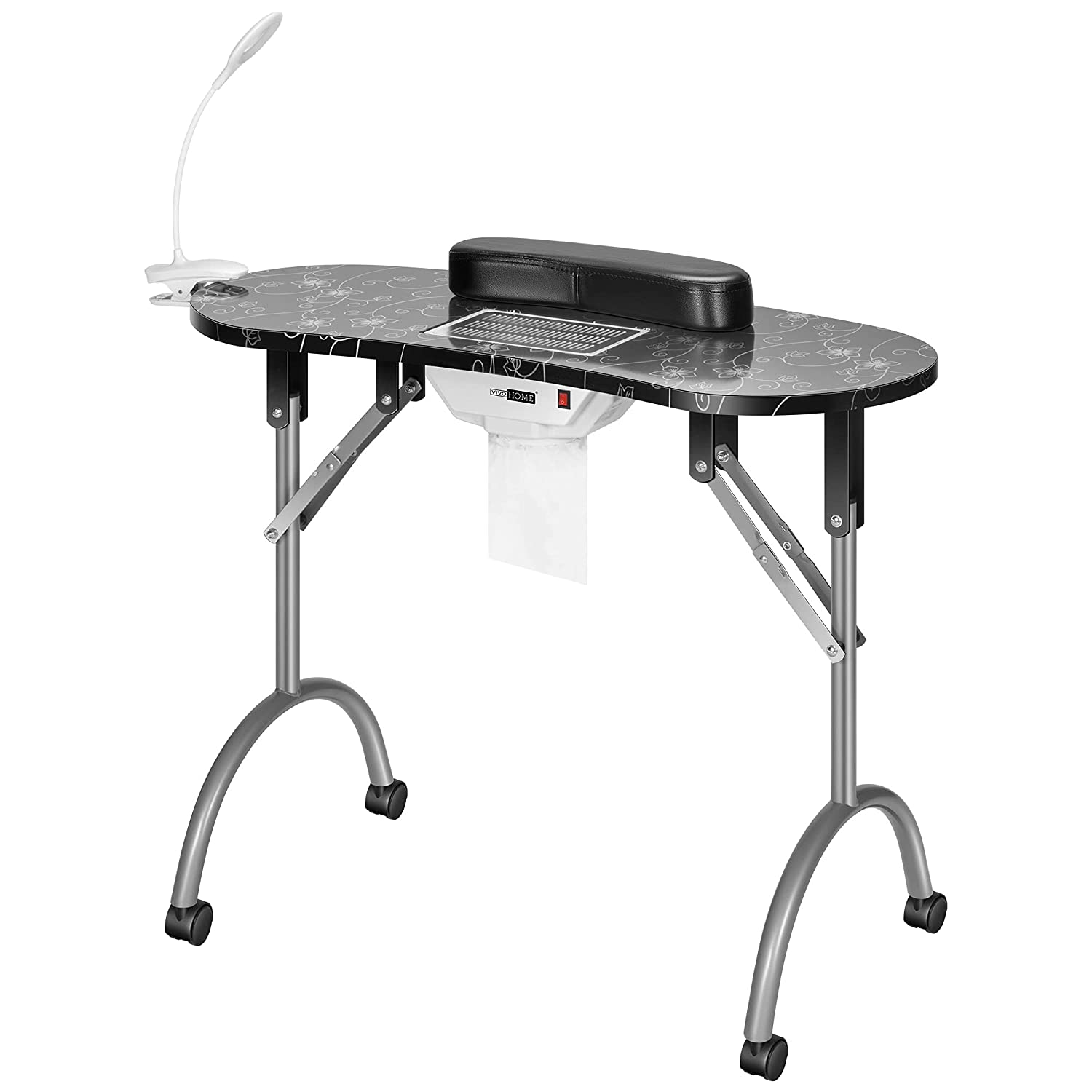 portable nail table with lamp