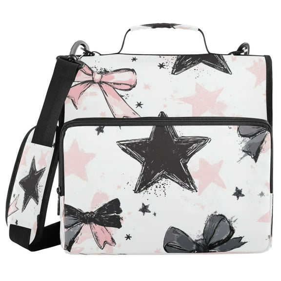 DIXRUYEE Zipper BinderTrapper of keeper Documents Organized Design Starry Bows and Wishes Printed