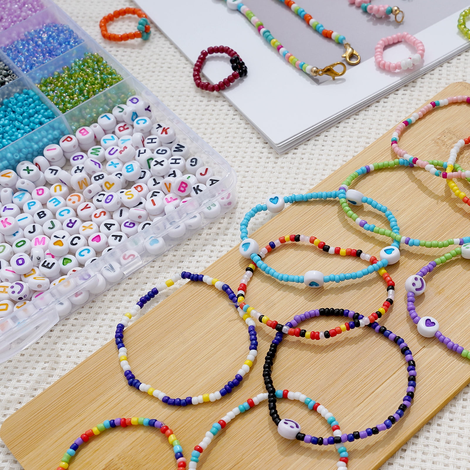 43000 PCS 2 Boxes Glass Seed Beads for Jewelry Making Kit,Tiny Beads Set for Bracelets Making, DIY,Art and Craft Friendship Gifts Toys for Girls Kids Adults,2mm