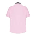 thumbnail image 4 of Puntoco Men's Fashion Casual Solid Color Short Sleeve Turndown Collar Blouse Shirt Pink 16(XXXXL), 4 of 6