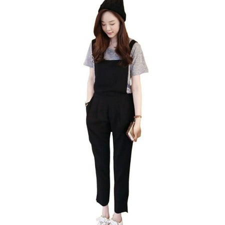 Cotton Solid Pockets Zipper - JEFFENLY Women's Comfy High Waist Side Zipper Solid Color Sleeveless Harem Jumpsuits with Pockets
