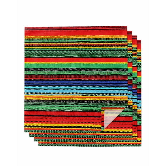 Hokiten Kitchen Dinner Napkins Set of 4 Mexico Colored Stripes Cloth Napkins Reusable Washable Table Napkins for Weddings Cocktail Parties Holiday Table Decor 20x20 Inch