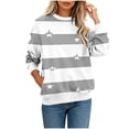 thumbnail image 3 of Zysthvn Winter Women Sweatshirt Casual Pullover Striped Long Sleeve Crewneck Sweatshirts for Women with Pockets Tops, 3 of 7
