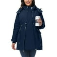 thumbnail image 4 of MaFYtyTPR Winter Women Maternity Multifunctional Coats Casual Solid Color Warm Pocket Hooded Zipper Puffer Down Jacket Z-Navy L, 4 of 4